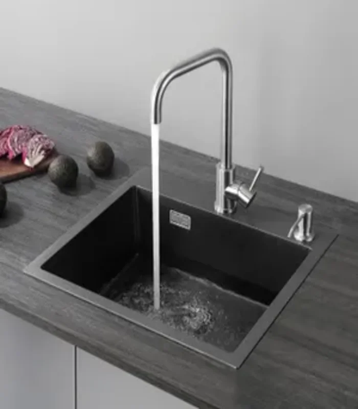 Évier Cuisine Inox Noir à Poser 50×45×18.5 - Cecipa - 1 bac - Facile à installer