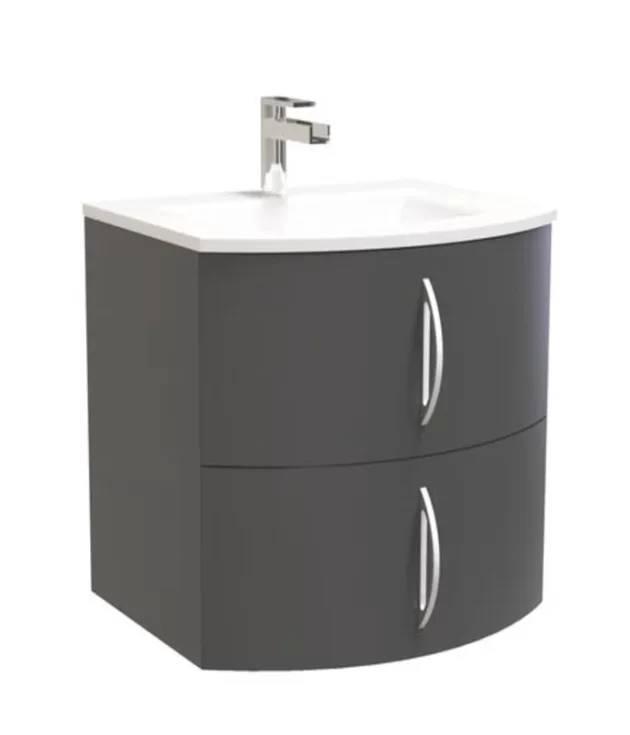 Meuble lavabo FROLLO laqué gris largeur 60cm à suspendre