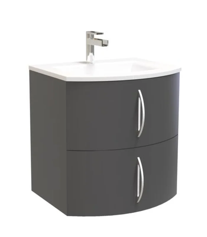 Meuble lavabo FROLLO laqué gris largeur 60cm à suspendre