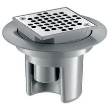 Siphon de sol 100x100 à hauteur réglable jusqu'à 80mm grille inox corps PVC