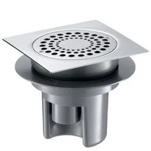 Siphon de sol 150x150 à hauteur réglable jusqu'à 85mm grille inox corps PVC