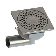 Siphon de sol 1550L avec rosette libre et garde d'eau 50 mm - inox - 150x150 mm hauteur 80,5mm