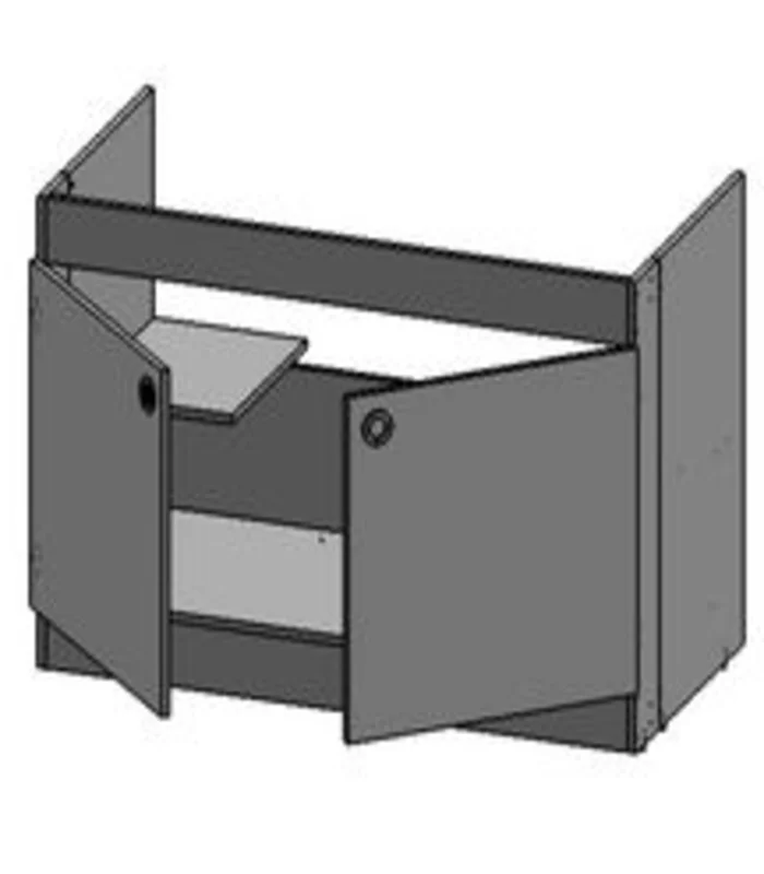 Sous-évier DECLIQ AU SOL. mélaminé blanc. 2 Portes - DECLIQ ''NOUVELLE POIGNEE ENCASTREE'